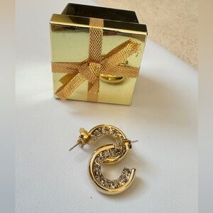Inside out crystal gold hoops 💝